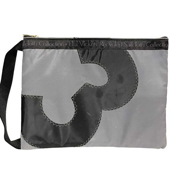 Ella Vickers Recycled Sailcloth Collection Black Grey Nylon #3 Clutch Wristlet - Picture 1 of 5